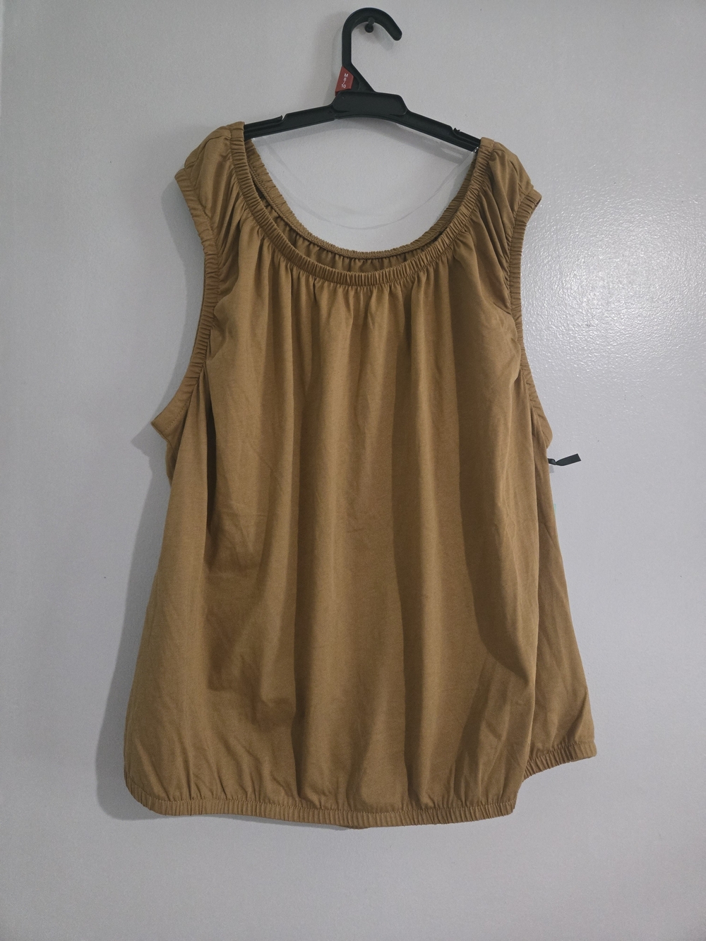 Terra & Sky Mustard Sleeveless Gathered-Neck Tank